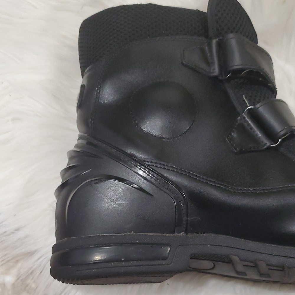 Vega Stylish Black Moto Boots with Velcro Straps - Picture 7 of 17
